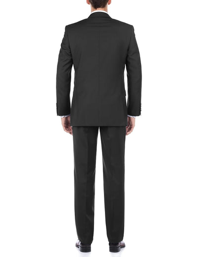 Bevagna Collection - Black 100% Virgin Wool Regular Fit Pick Stitched 2 Piece Suit 3 SO6508-1 CLASSIC SUITS_  - from alligatorwarehouse.com