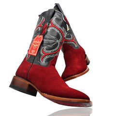 Botas de Cuero Gamuza Horma Rodeo Cuadrada