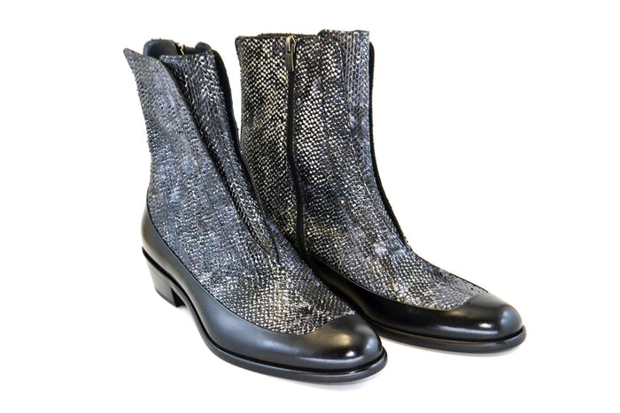 Corrente 3273HS Python Printed Calfskin Slip-On Boot - Black - Black - Size 13