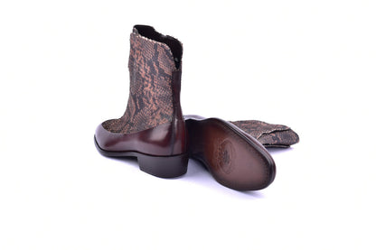 Corrente 3273HS Python Printed Calfskin Slip-On Boot - Brown - Image 3