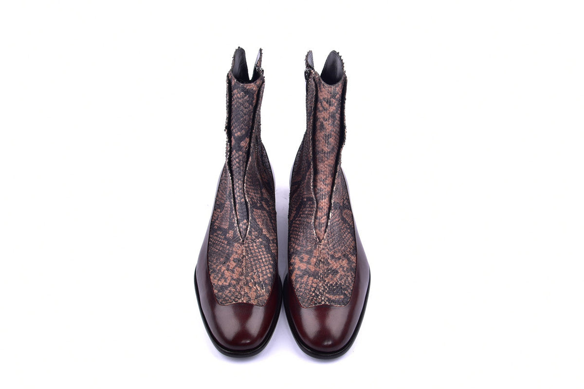 Corrente 3273HS Python Printed Calfskin Slip-On Boot - Brown - Image 4