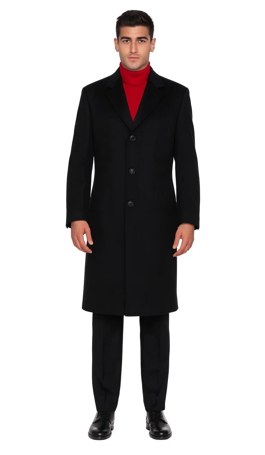 3/4 Cashmere Wool fabric Long men's Dress Topcoat - Winter coat ~ Dark Charcoal Masculine color - men's Overcoat