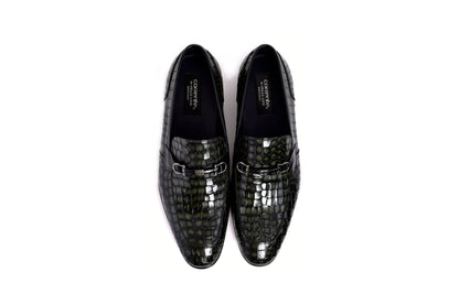 C01708-3470BC Croco Leather with Buckle-Green