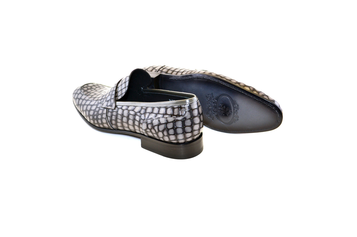 C017-3470C Croco Leather loafer- Grey