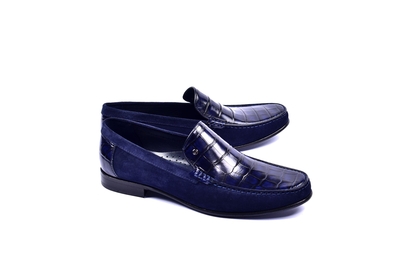 C0014054-3898C Suede And Croco print vamp-Navy