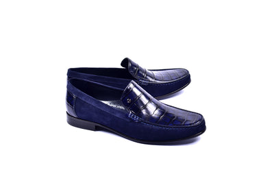 C0014054-3898C Suede And Croco print vamp-Navy