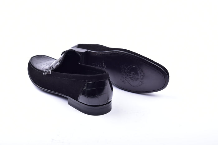 C0014057-3898C Suede And Croco print vamp-Black