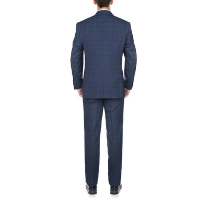 San Gemini Collection - 3 Piece Suit 2 Buttons Blue Glen Plaid Regular Fit 2 SO6278-2-Classic  - from alligatorwarehouse.com