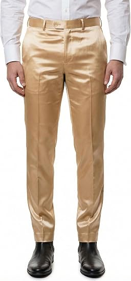Mens Solid Color Shiny Satin Dress Pants 6VP1010