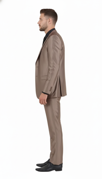 Men’s Sateen Shiny Metallic Mocca Taupe Gold Bronze 3-Piece Suit Set – Shiny Finish slim Fit Formal and Party Suit 5   - from alligatorwarehouse.com