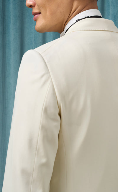 Mens Ivory Dinner Jacket  - Cream Wedding Tuxedo Jacket in Off White Blazer Shawl Collar Double breasted 3   - from alligatorwarehouse.com