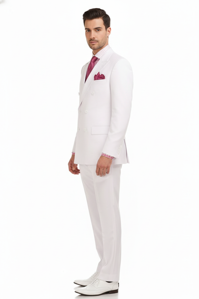 Men’s White Double-Breasted 3-Piece Suit Set – Premium Tailored Fit Formal Wedding and Evening Suit 5   - from alligatorwarehouse.com