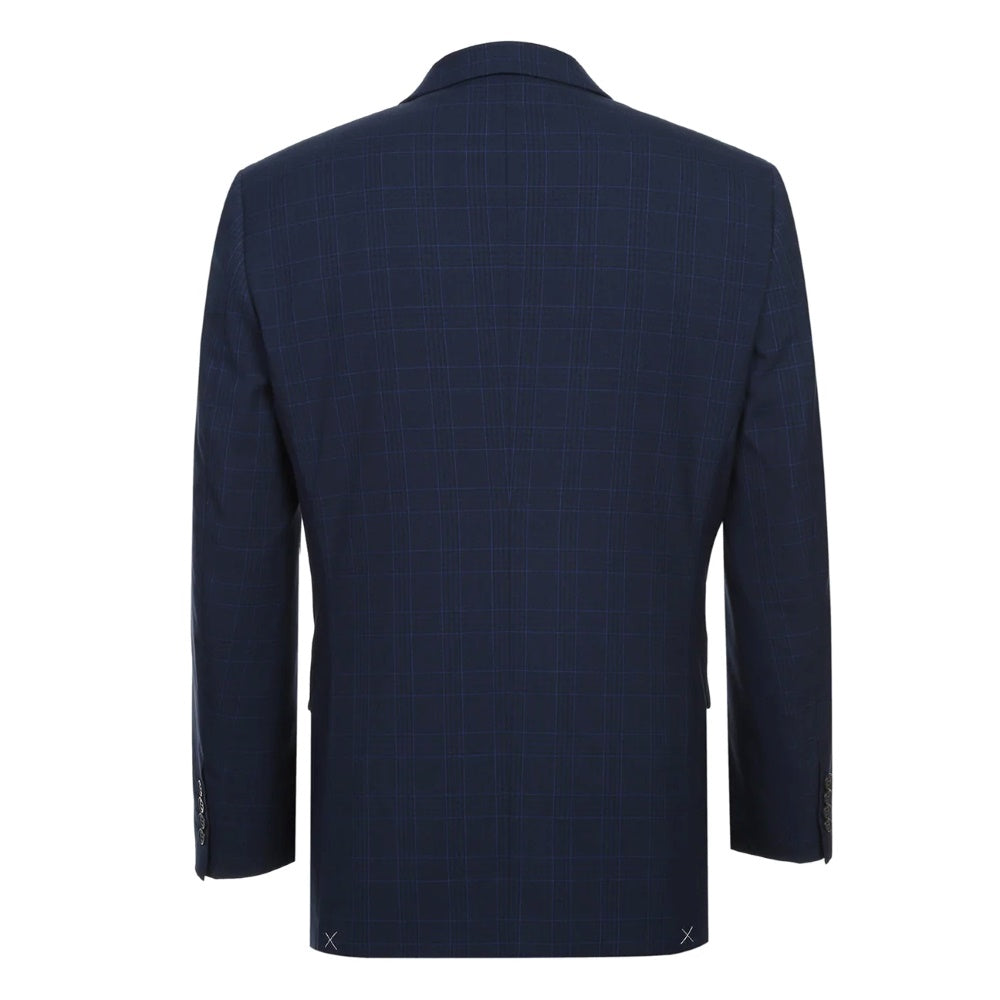 Lozano Collection - Men's 2 Piece Regular Fit Blue Check Suit