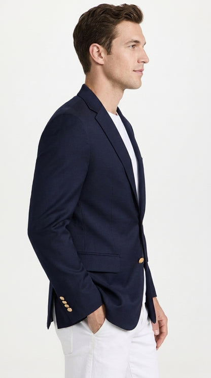 Men’s Navy Blue Club Blazer with Gold Buttons – Ted Lasso Inspired Classic Sport Coat