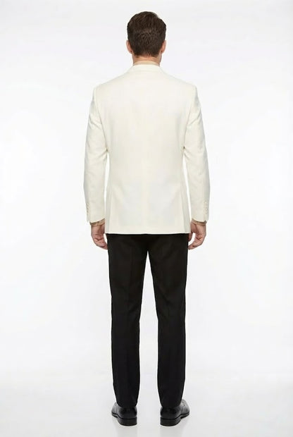 Men’s White Blazer Jacket – Classic Fit Formal Sport Coat with Gold Buttons