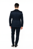 Men’s Navy Blue Jacquard Tuxedo with Black Velvet Shawl Lapel – 3 Piece Formal Suit with Bow Tie 4   - from alligatorwarehouse.com