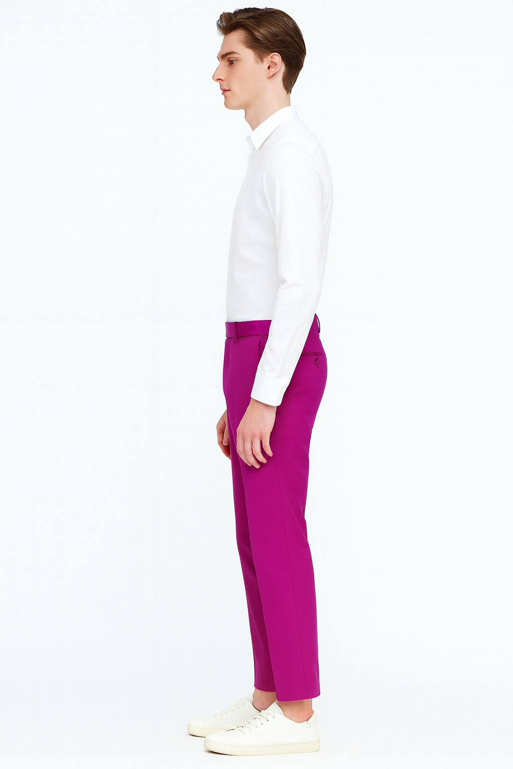 Men’s Fuchsia Dress Pants – Slim Fit Stylish Formal Trousers for Parties in Hot Pink Color 5   - from alligatorwarehouse.com