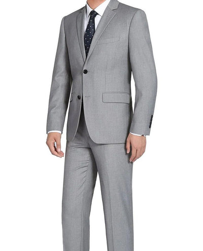Bevagna Collection - Light Gray 100% Virgin Wool Regular Fit Pick Stitched 2 Piece Suit 1 SO6508-5-Classic  - from alligatorwarehouse.com