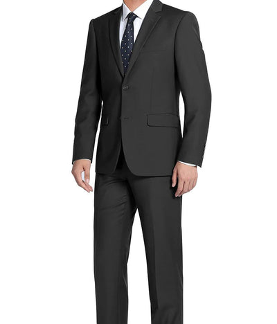 Bevagna Collection - Black 100% Virgin Wool Regular Fit Pick Stitched 2 Piece Suit 1 SO6508-1 CLASSIC SUITS_  - from alligatorwarehouse.com