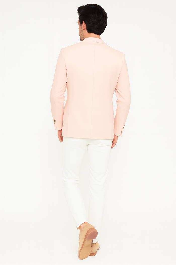 Men’s Blush Pink Slim Fit Blazer – Stylish Two-Button Sport Coat with Notch Lapel