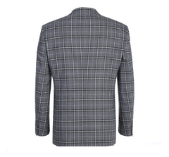 293-14 Men's Classic Fit Single Breasted Grey & White Check Suits