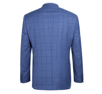 293-10 Men's 2-Piece Slim Fit Windowpane Check Dress Stretch Suit 3 SO6293-10 slim suits_38L  - from alligatorwarehouse.com