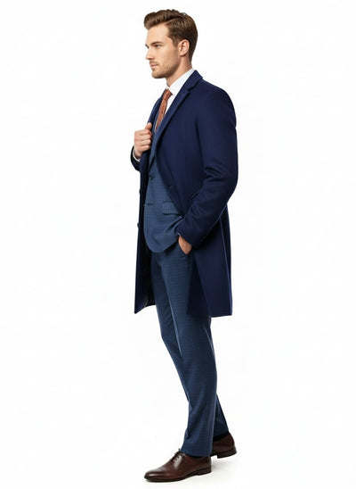 Mens Cobalt Blue Wool and Cashmere Car Coat Overcoat – Classic Winter Topcoat for Indigo Saphire Color (light Navy Dark Royal) 3   - from alligatorwarehouse.com