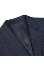 Wool Blend Regular Fit Suit 2 Piece Suit 2 Button in Navy