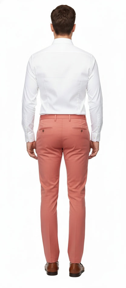 Mens Slim Fit Coral Pink Dress Pants – Stylish Formal and Casual Trousers for All Occasions