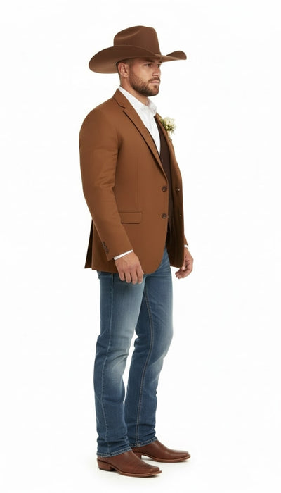 Mens Rust Copper Brown Western Blazer – Cowboy Style Classic Tailored Jacket for Weddings, Rodeos and Country Events 3   - from alligatorwarehouse.com