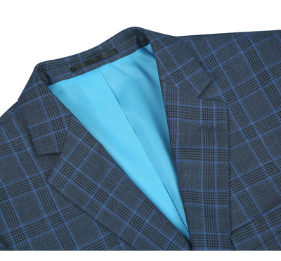 293-6 Men's Two Piece Classic Fit Windowpane Check Dress Suit 3 SO6293-6 classic suits_36S  - from alligatorwarehouse.com