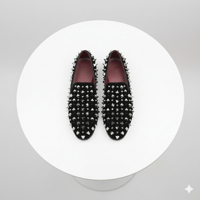 Men’s Black Studded Loafers with Silver Spikes – Luxury Slip-On Dress Shoes for Parties and Formal Events 4   - from alligatorwarehouse.com