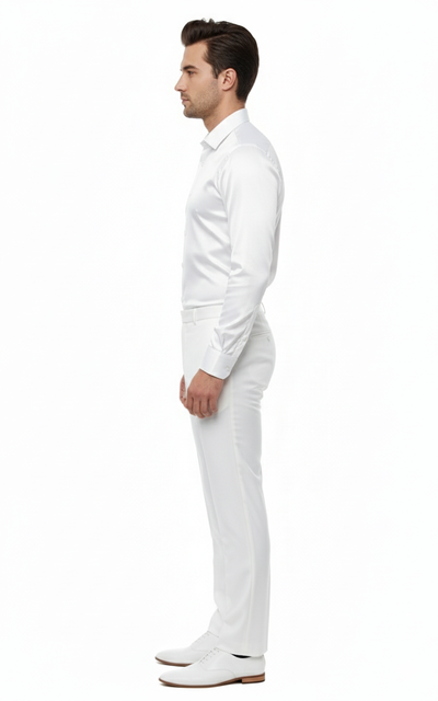 Men’s White Satin Dress Shirt – Classic Long Sleeve Formal Shirt for Weddings, Parties, and Business Wear 6   - from alligatorwarehouse.com