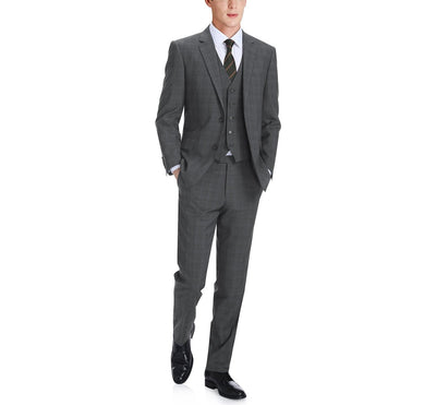 278-1 Men's 3-Piece Classic Fit Single Breasted Windowpane Suit 2 SO6278-1 classic suits_34S  - from alligatorwarehouse.com