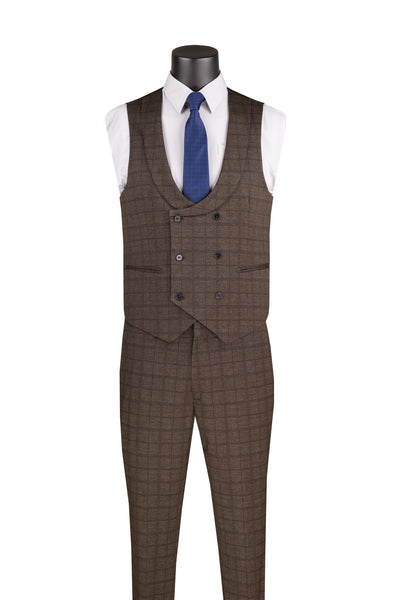 Slim Fit 3 Piece Stretch Fabric Suit in Brown 2 SO1SV2W-8_BROWN_40R  - from alligatorwarehouse.com