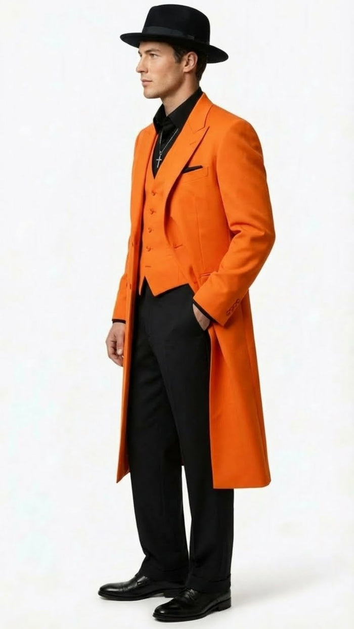Men’s halloween Costume Orange Long Zoot Suit Set