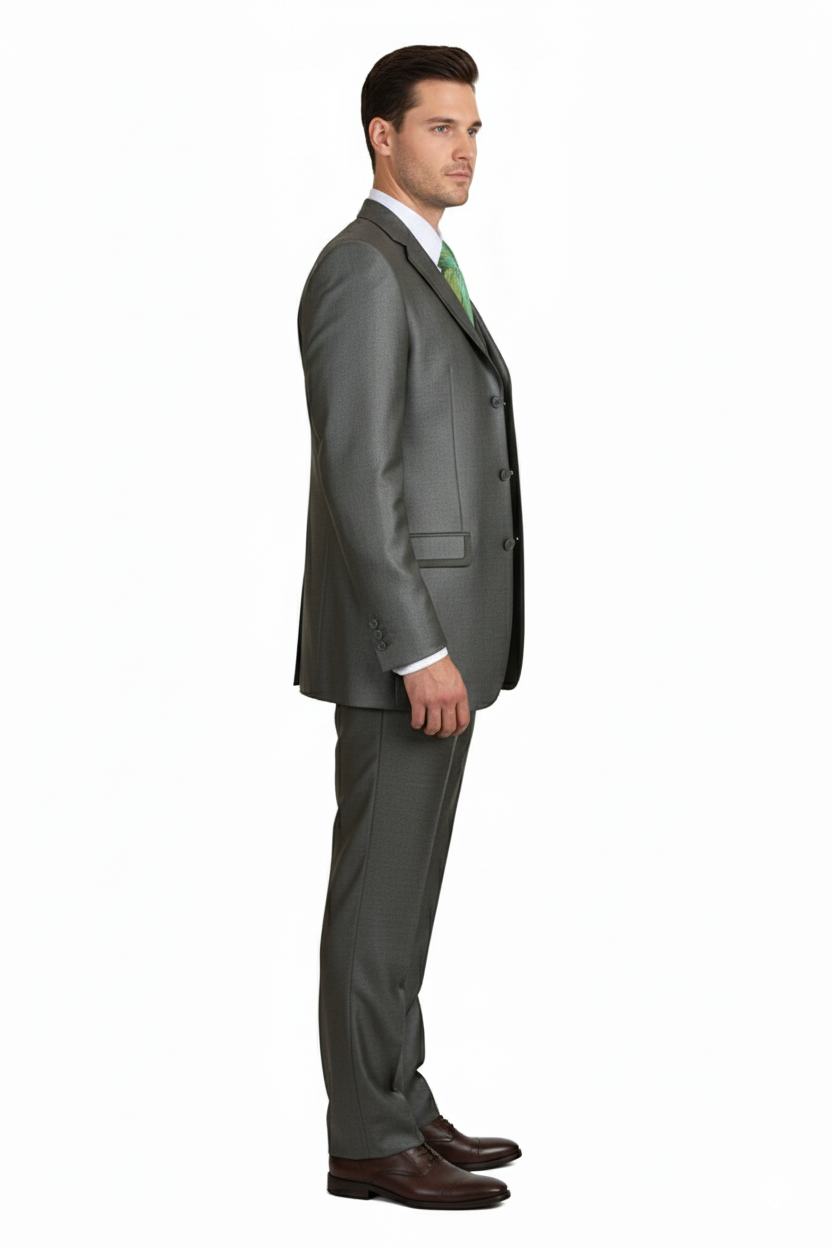 Men’s Olive Green 3-Piece Suit – Classic Fit with Vest and Tie Pleated Pants Three Buttons 3   - from alligatorwarehouse.com