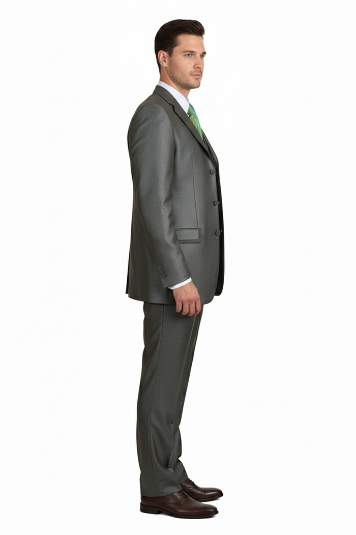 Men’s Olive Green 3-Piece Suit – Classic Fit with Vest and Tie Pleated Pants Three Buttons