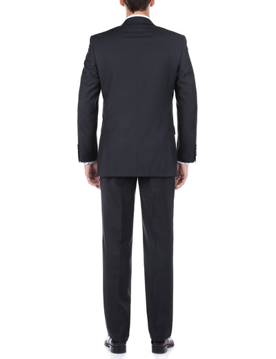 Bevagna Collection - Navy 100% Virgin Wool Regular Fit Pick Stitched 2 Piece Suit 3 SO6508-2-Classic  - from alligatorwarehouse.com