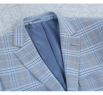 293-3 Men's 2-Piece Slim Fit Notch Lapel Stretch Windowpane Suit 4 SO6293-3 slim suits_34S  - from alligatorwarehouse.com