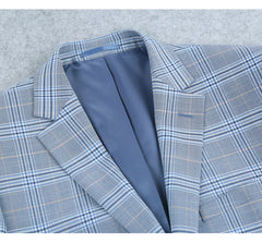 293-3 Men's 2-Piece Slim Fit Notch Lapel Stretch Windowpane Suit