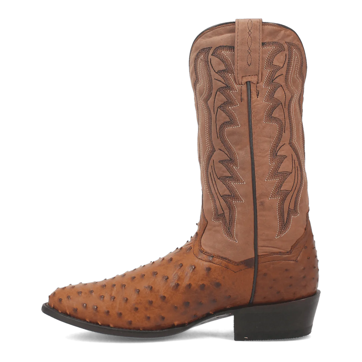 Dan Post Men's Tempe Full Quill Ostrich Round Toe Boots - Saddlebrown