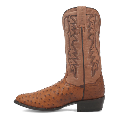 Dan Post Men's Tempe Full Quill Ostrich Round Toe Boots - Saddlebrown 3 DP2323_7_D  - from alligatorwarehouse.com