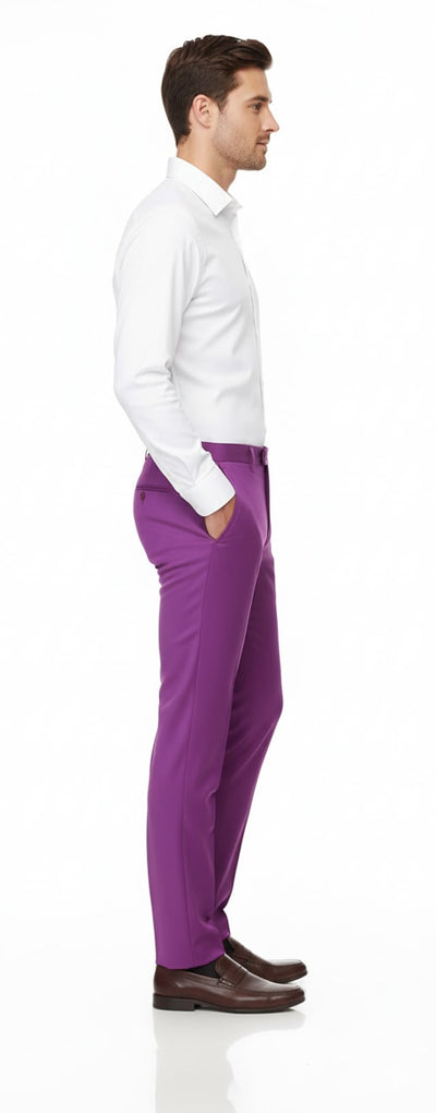 Mens Slim Fit Light Purple Dress Pants – Modern Formal Trousers for Business, Weddings and Parties 3   - from alligatorwarehouse.com