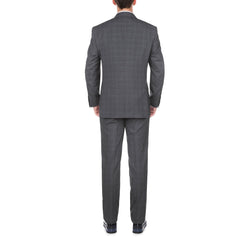 San Gemini Collection - 3 Piece Suit 2 Buttons Gray Glen Plaid Regular Fit