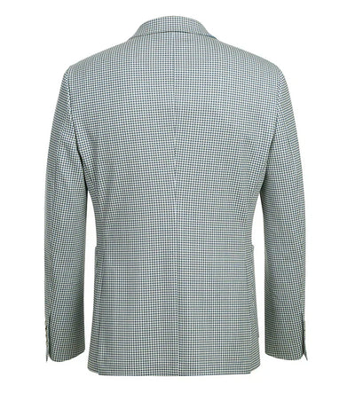 Half Canvas Slim Fit Blazer in Sage Blue Check 3 SO6PS24-9_Riserva-JKT_40R  - from alligatorwarehouse.com