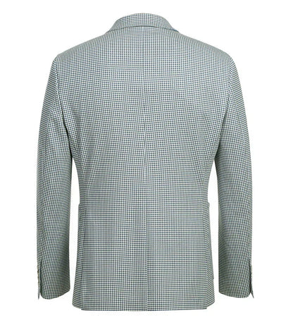 Half Canvas Slim Fit Blazer in Sage Blue Check