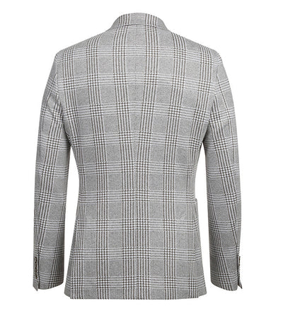 Half Canvas Slim Fit Blazer in Plaid Gray 3 SO6PS24-8_Riserva-JKT_38R  - from alligatorwarehouse.com
