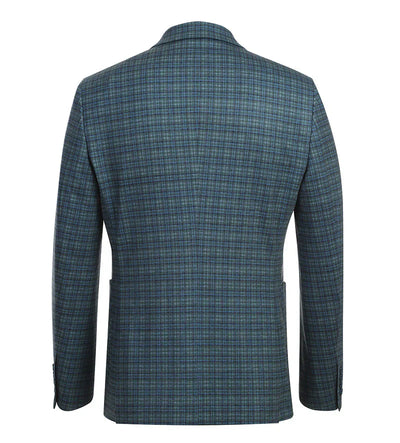 Half Canvas Slim Fit Blazer in Green Blue Check 3 SO6PS24-12_Riserva-JKT_40R  - from alligatorwarehouse.com