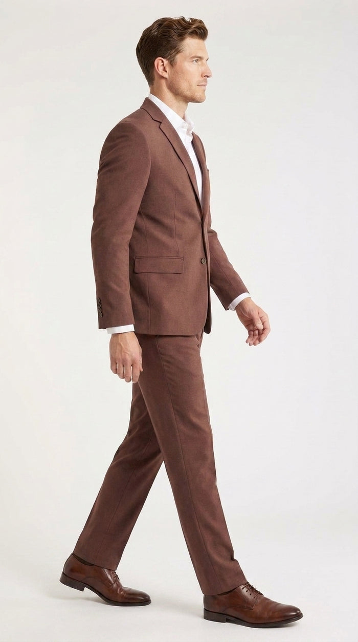 Men’s Coffee Brown 2-Piece Suit – Classic Two-Button Wedding, Business and Formal Suit